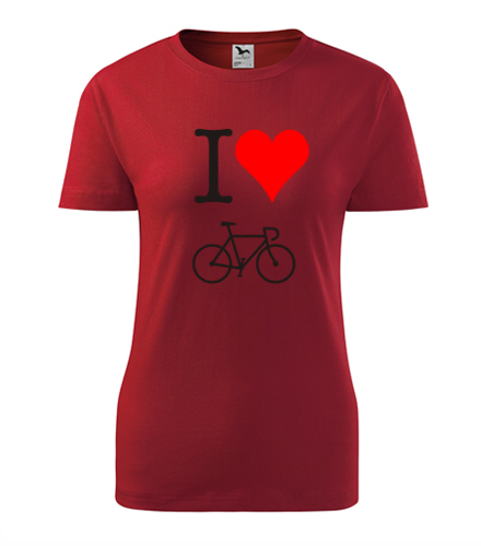 Červené dámské tričko I love kolo