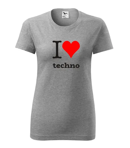 Šedé dámské tričko I love techno