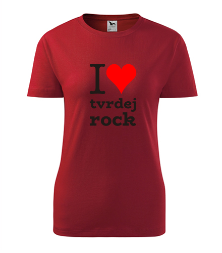 Červené dámské tričko I love tvrdej rock