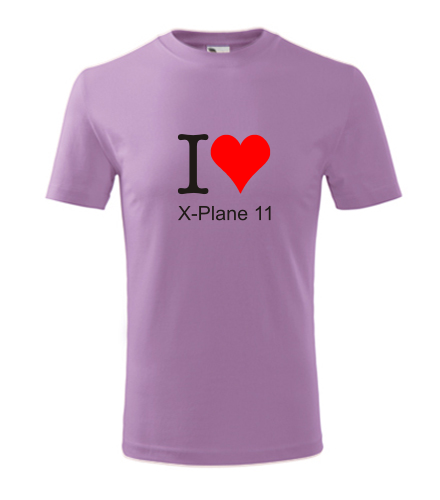 Fialové dětské tričko I love X-Plane 11