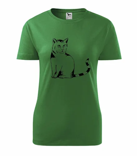 Zelené dámské tričko kočka divoká