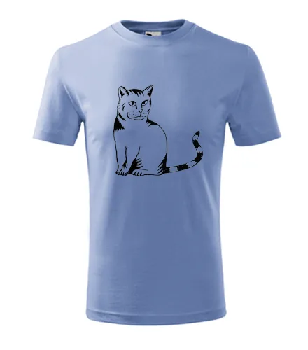 Světle modré dětské tričko kočka divoká