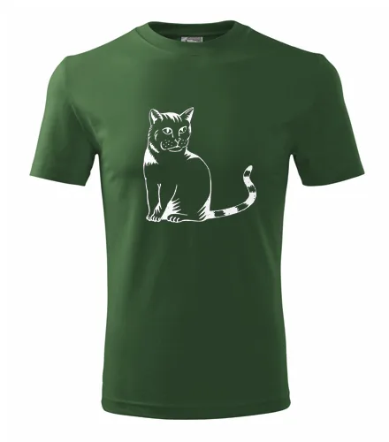 Lahvově zelené tričko kočka divoká