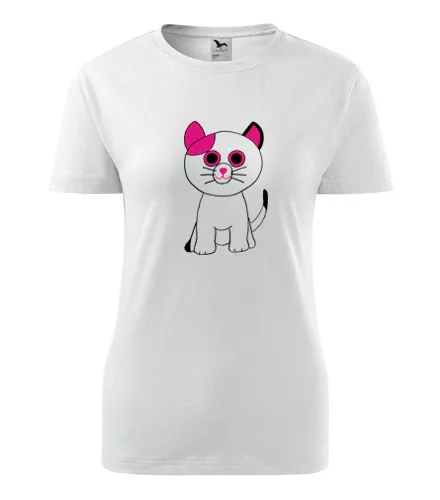 Bílé dámské tričko kočka plyšová