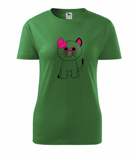 Zelené dámské tričko kočka plyšová