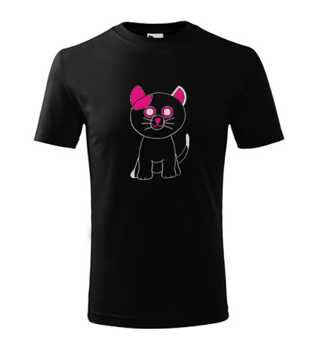 Černé dětské tričko kočka plyšová
