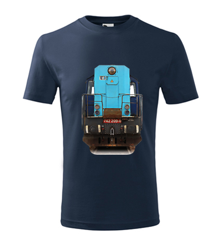 Tmavě modré dětské tričko s lokomotivou Kocour 742.209