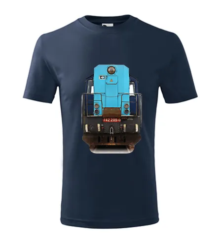 Tmavě modré dětské tričko s lokomotivou Kocour 742.209