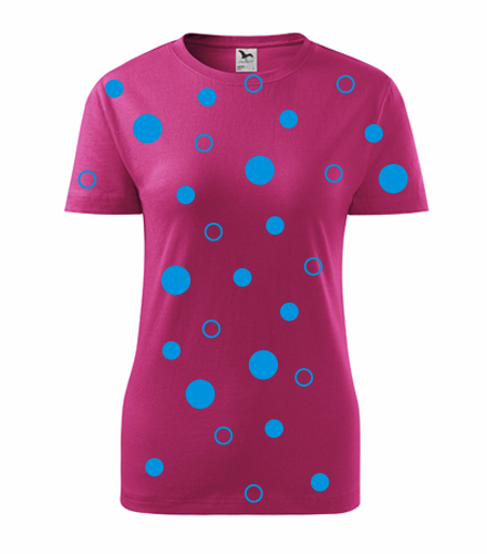 Purpurové dámské tričko s modrými kuličkami
