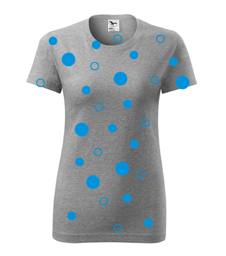 Šedé dámské tričko s modrými kuličkami
