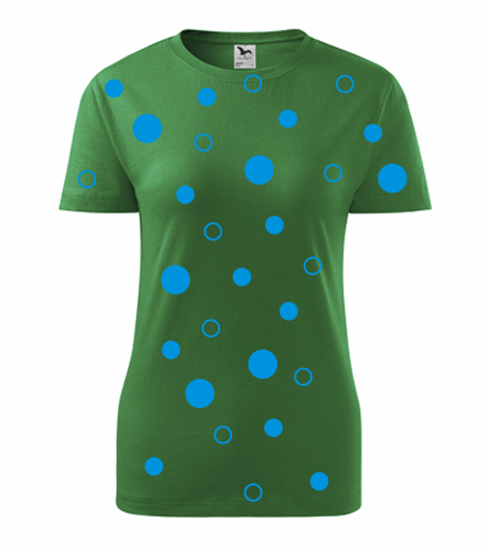 Zelené dámské tričko s modrými kuličkami