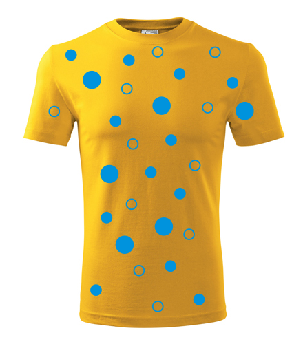 Žluté tričko s modrými kuličkami