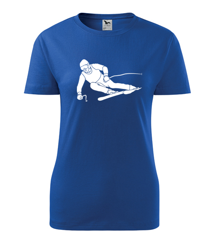 Modré dámské tričko lyžař