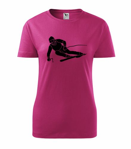 Purpurové dámské tričko lyžař