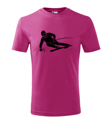 Purpurové dětské tričko lyžař