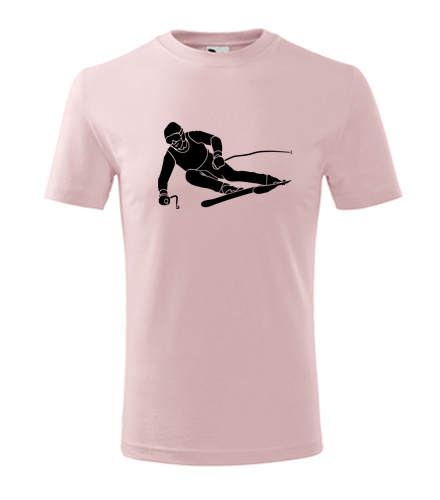 Růžové dětské tričko lyžař
