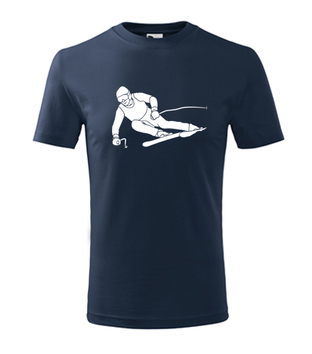 Tmavě modré dětské tričko lyžař