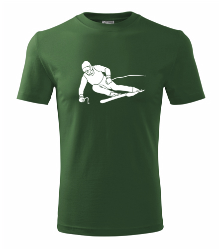 Lahvově zelené tričko lyžař