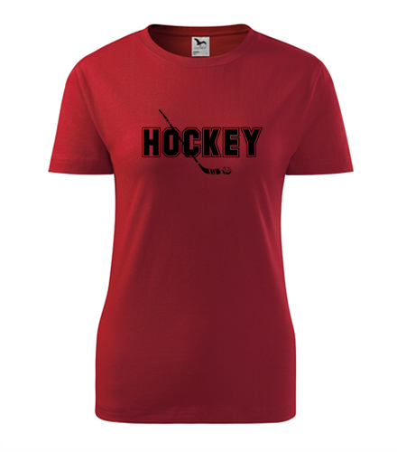 Červené dámské tričko s nápisem Hockey