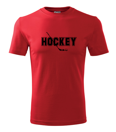 Červené tričko s nápisem Hockey