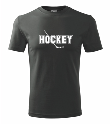 Grafitové tričko s nápisem Hockey