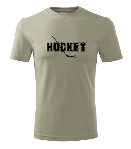 Khaki tričko s nápisem Hockey