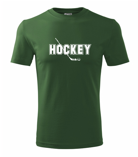 Lahvově zelené tričko s nápisem Hockey