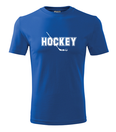 Modré tričko s nápisem Hockey