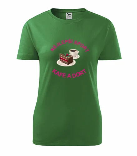 Zelené dámské tričko nejlepší sport kafe a dort