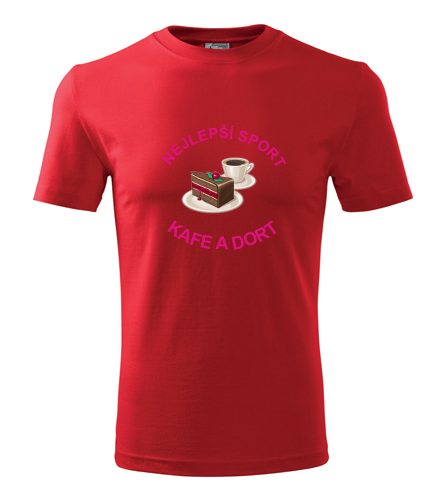 Červené tričko nejlepší sport kafe a dort