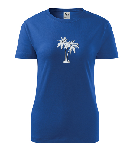 Modré dámské tričko s palmou
