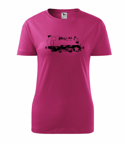 Purpurové dámské tričko s obrázkem parní lokomotivy 213