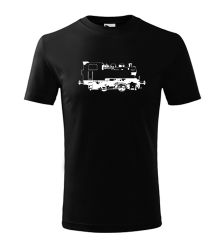 Černé dětské tričko s obrázkem parní lokomotivy 213