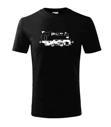 Černé dětské tričko s obrázkem parní lokomotivy 213