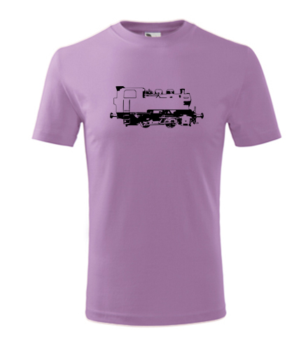 Fialové dětské tričko s obrázkem parní lokomotivy 213