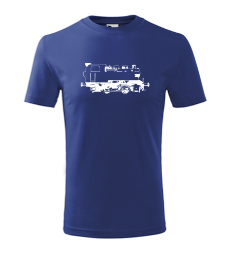 Modré dětské tričko s obrázkem parní lokomotivy 213