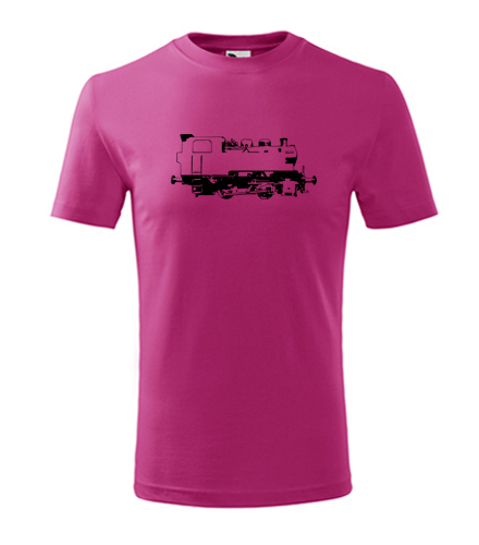 Purpurové dětské tričko s obrázkem parní lokomotivy 213