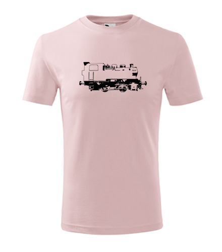 Růžové dětské tričko s obrázkem parní lokomotivy 213