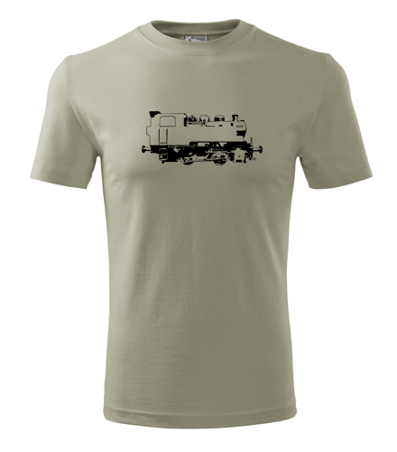Khaki tričko s obrázkem parní lokomotivy 213