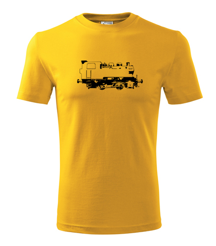 Žluté tričko s obrázkem parní lokomotivy 213