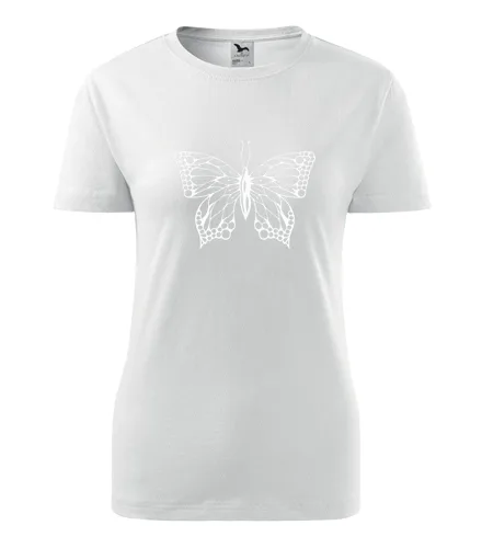 Bílé dámské tričko s motýlem