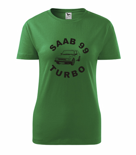 Zelené dámské tričko Saab 99 Turbo