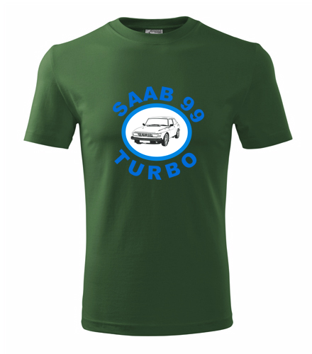 Lahvově zelené tričko Saab 99 Turbo