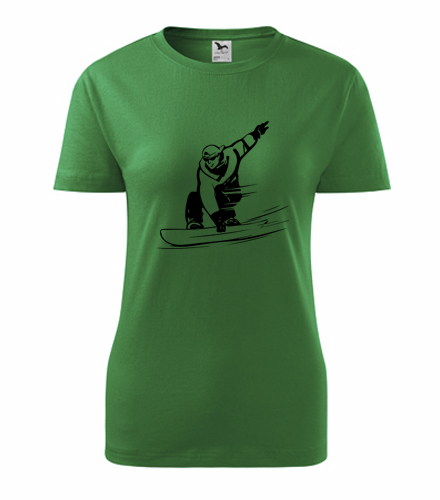 Zelené dámské tričko snowboardista