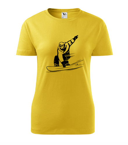 Žluté dámské tričko snowboardista