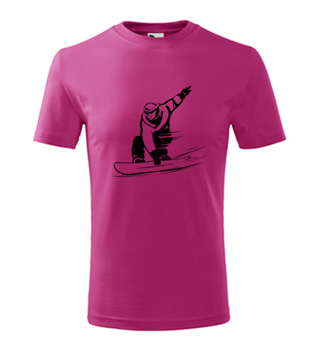 Purpurové dětské tričko snowboardista