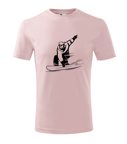 Růžové dětské tričko snowboardista