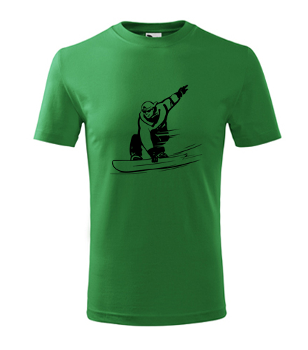 Zelené dětské tričko snowboardista