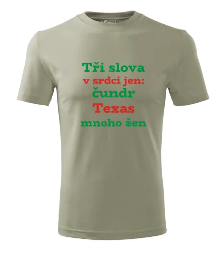 Khaki tričko Tři slova v srdci jen