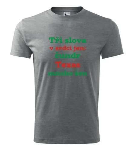 Šedé tričko Tři slova v srdci jen